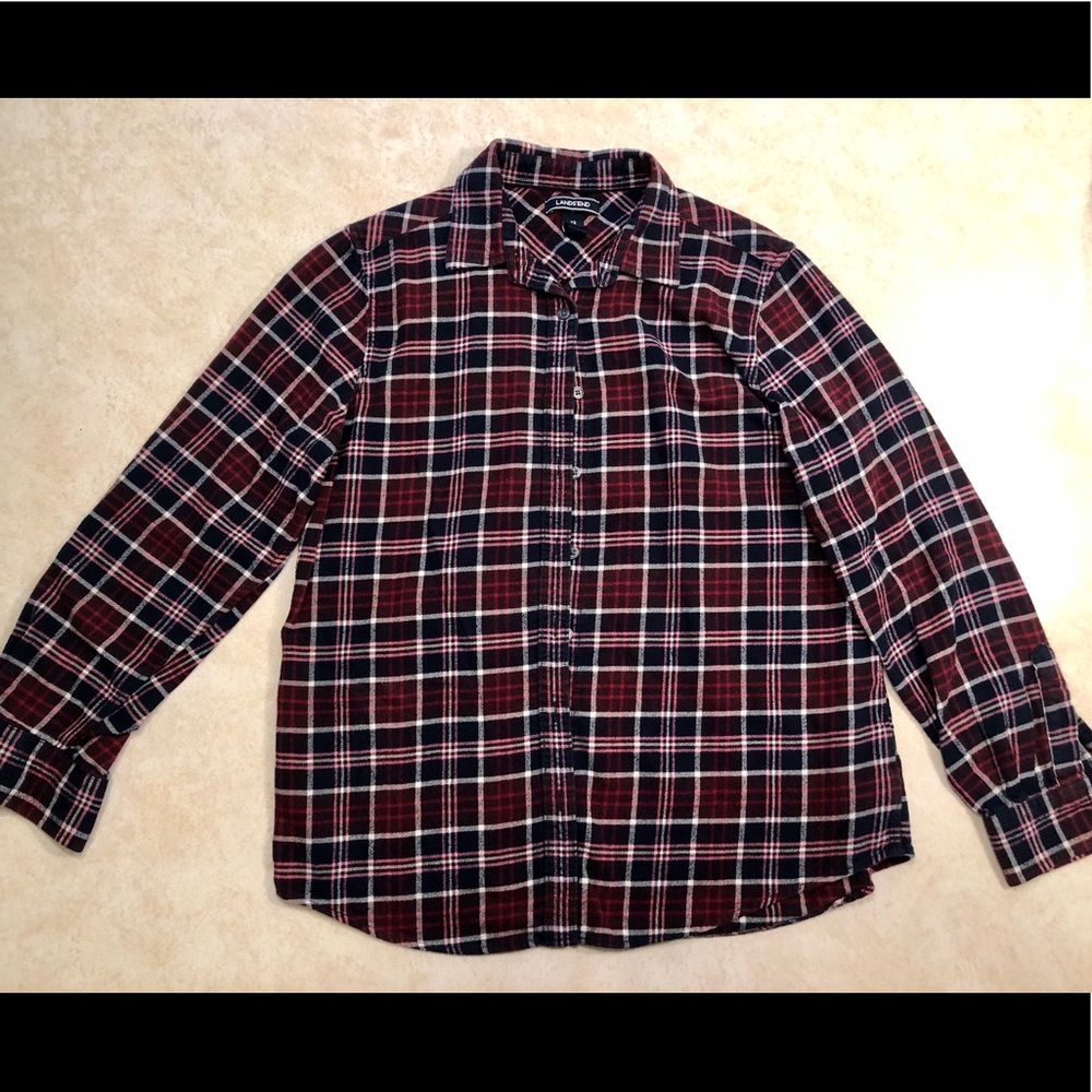 Red and Blue Flannel Button-down Shirt